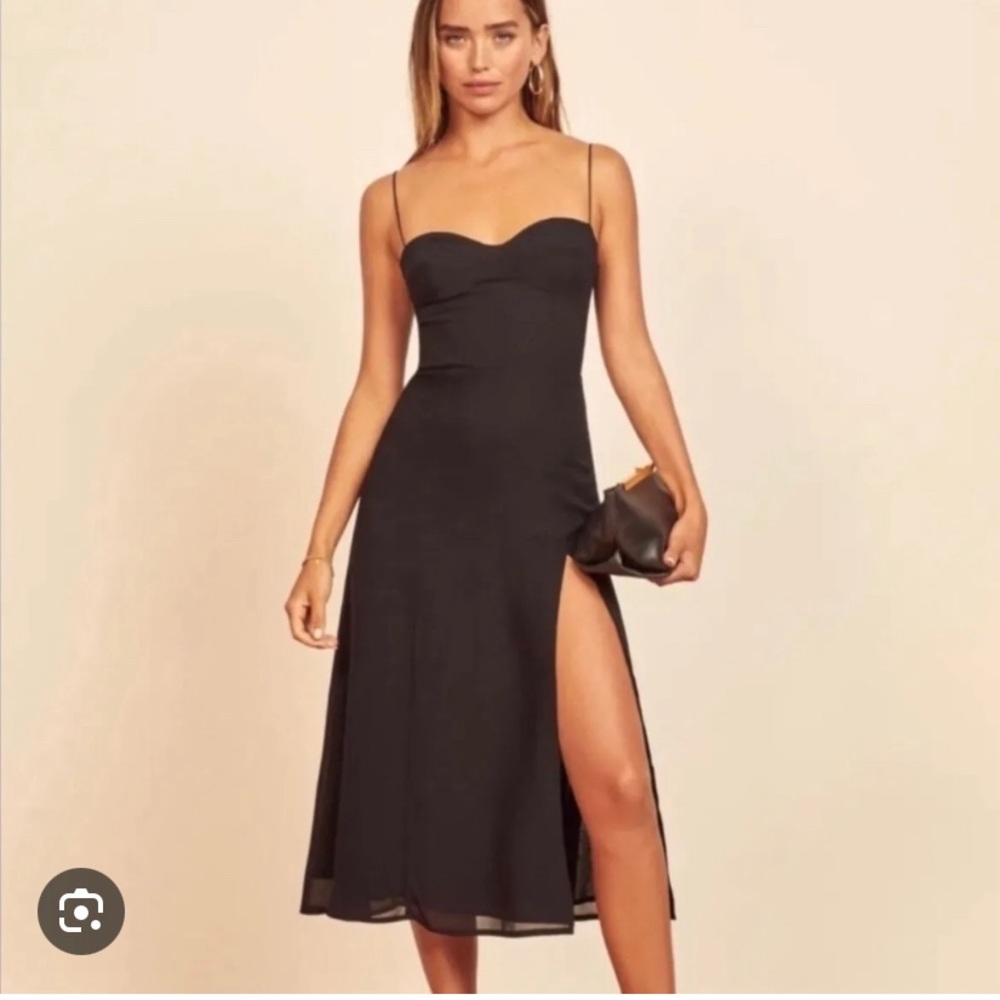 Reformation Black Midi Dress